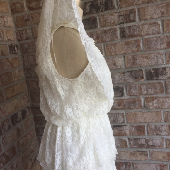 Forever Ruffle Layer Mini Lace Dress Ivory Size S - Picture 4 of 7